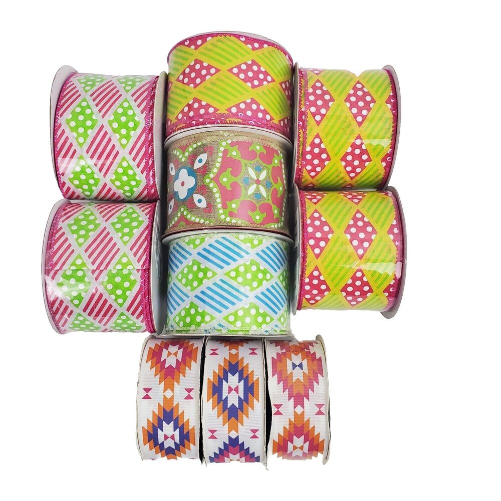 Premium Ribbon Lot 10 Adult's Spring Craft Making/Wreaths Vibrant Wired New